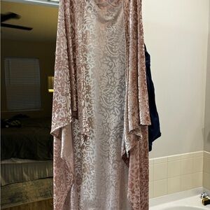 Anthropologie Pink Floral Kimono Top vest overlay